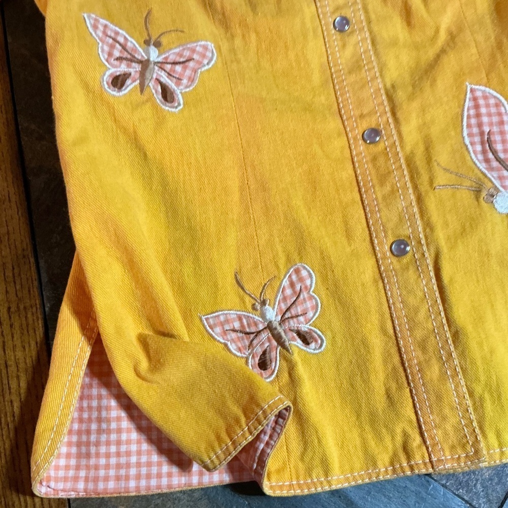 Vintage 1970’s Dotti Didit Festival Butterfly Embroidered Yellow Denim Jacket - Picture 6 of 13
